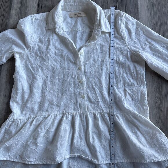 Anthropologie Isabella Sinclair Women Blue 3/4 Sleeve Button-Down Shirt XS - Picture 8 of 9